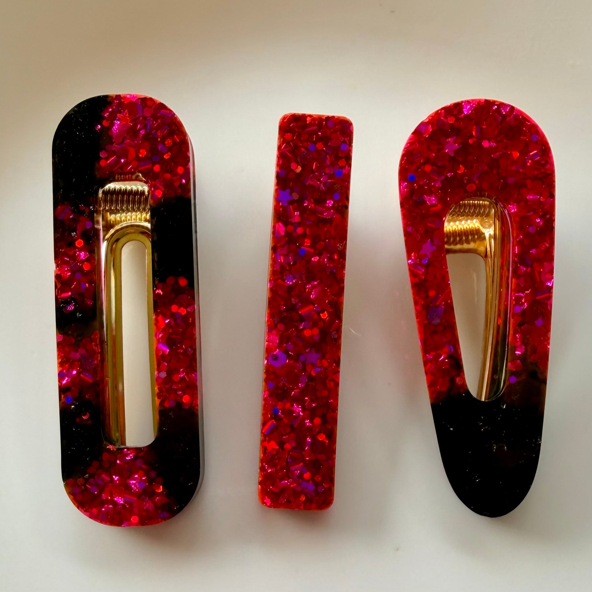 Set Of Pink And Black Barrettes