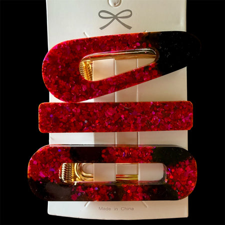 Set Of Pink And Black Barrettes