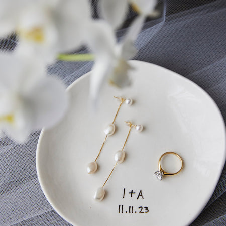 Personalised ring dish with custom initials. Ring holder, Custom Wedding Gift