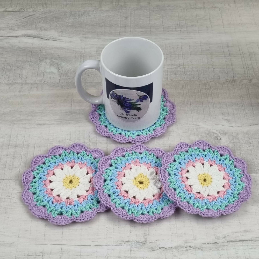 Handmade Daisy Coaster Set 6