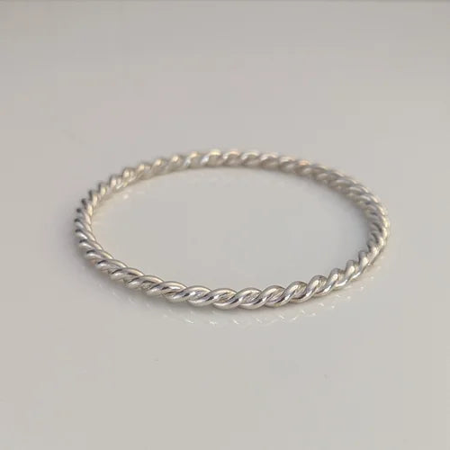handmade round twisted wire bangle