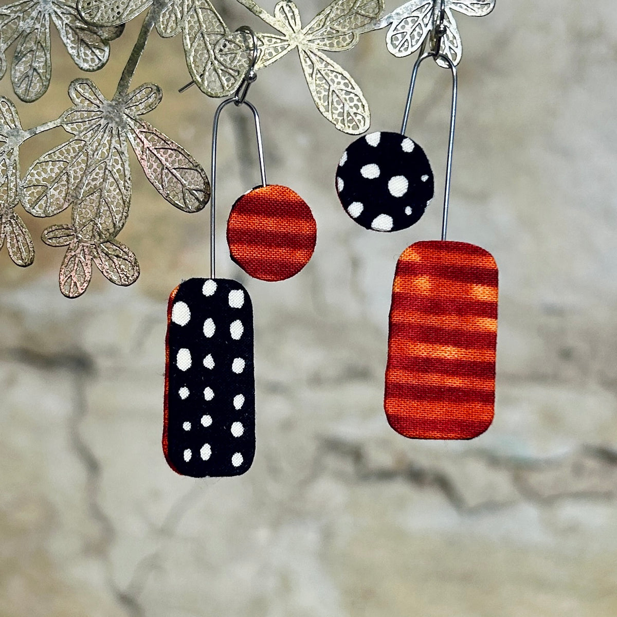 Earrings Black White Orange - EC-649 - for Ruth H
