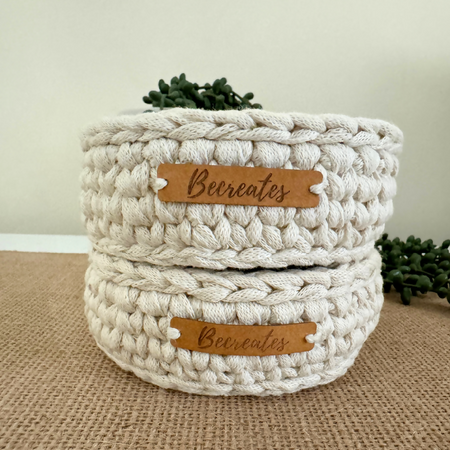 Set of 2 Pixie Crochet Baskets | Handmade | Home Decor | Sand