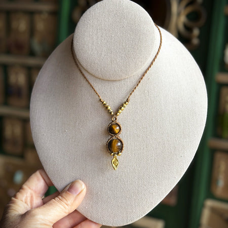 Micro Macrame Boho Double Bead Necklace