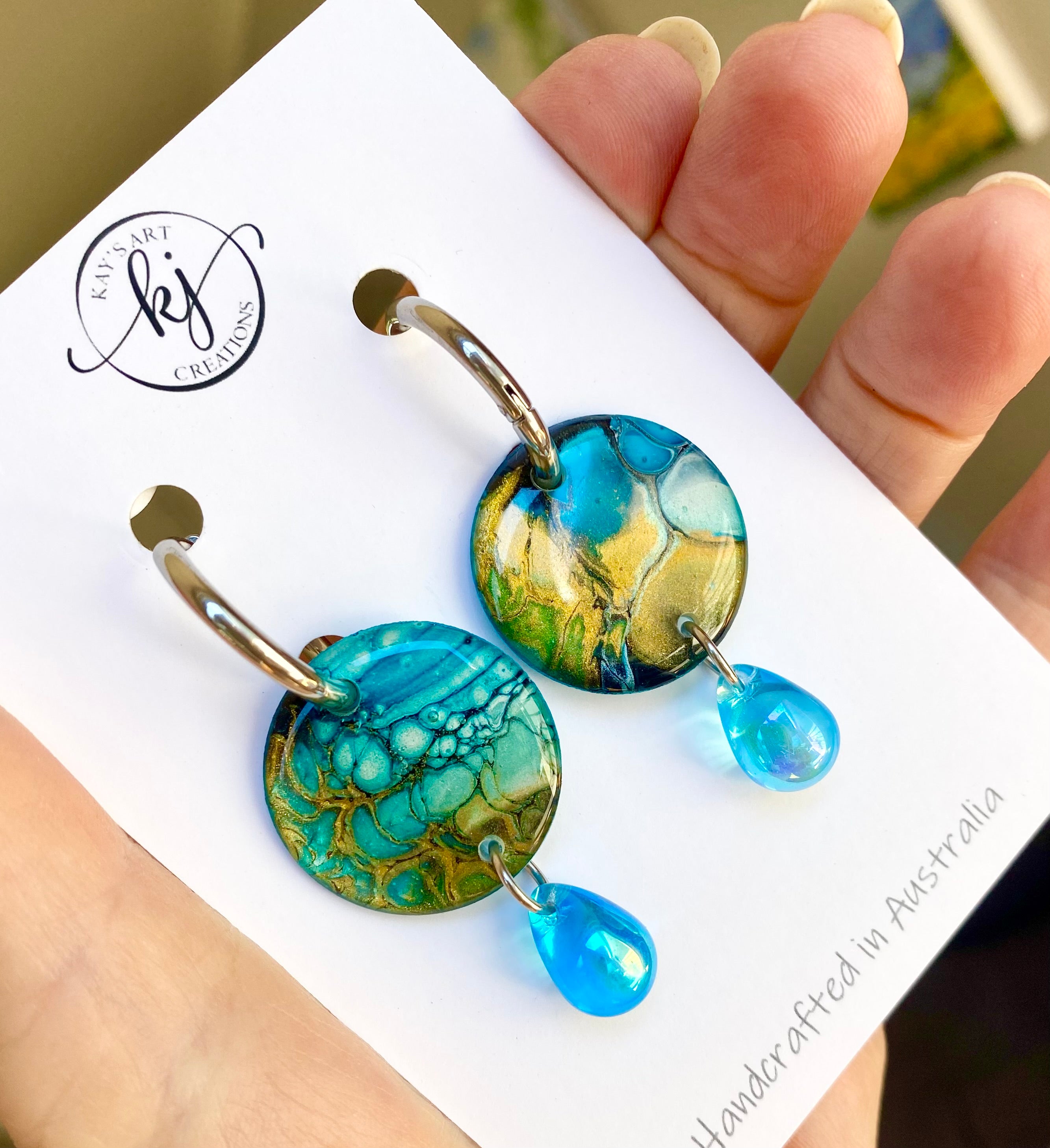 Abstract Painted Huggie Hoop Earrings