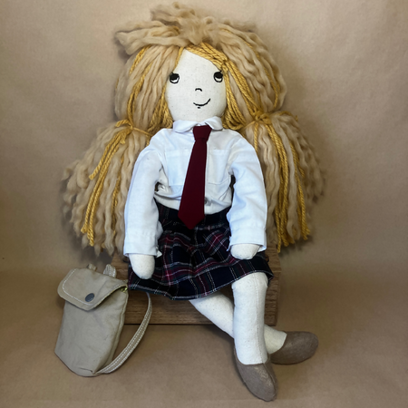 Handmade Cloth Doll | School Outfit| 53cm/21 Inches