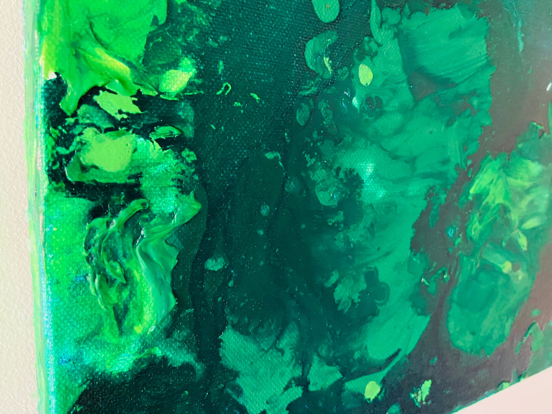 Green Aventurine Wall Art Original Abstract Acrylic Canvas Painting
