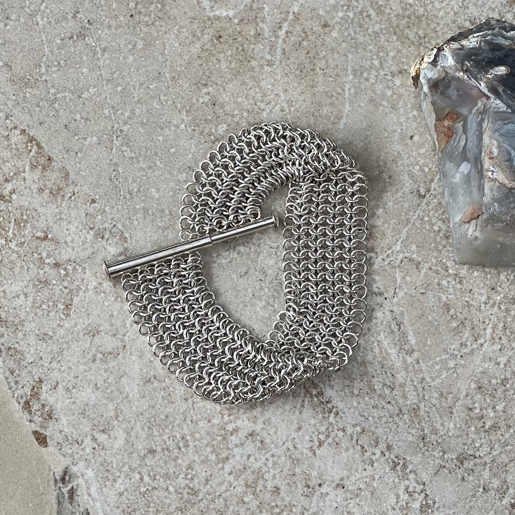 Sterling Silver Bracelet "Chain Maille" Cuff