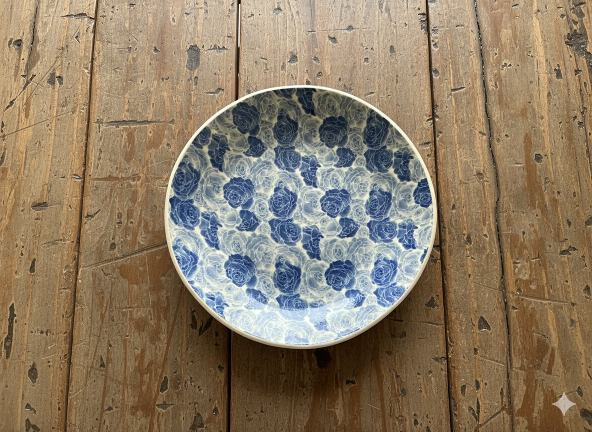 Handcrafted Misty Blue 28cm Pottery Serving Bowl