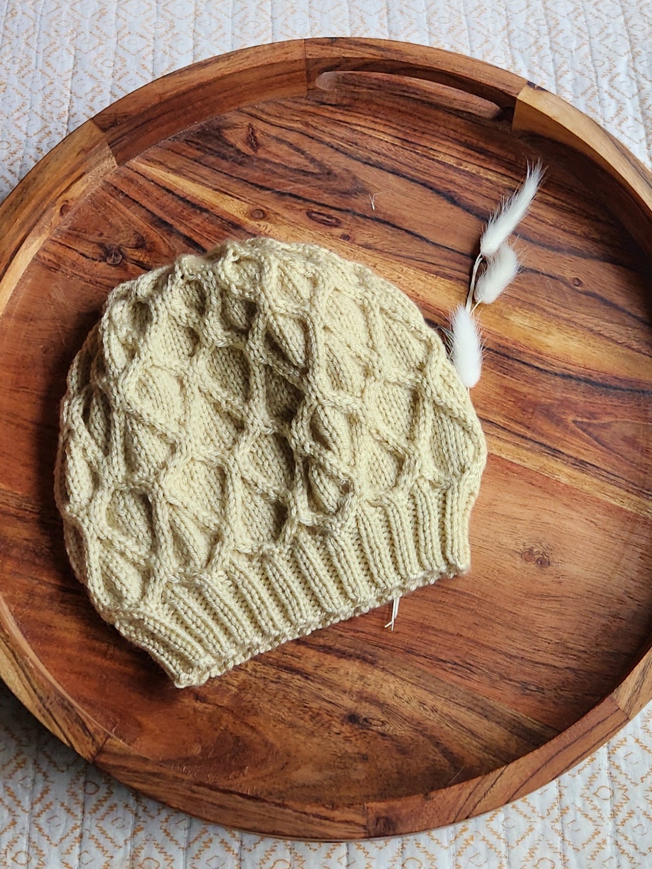 Handknit Wool Free Cabled Beanie