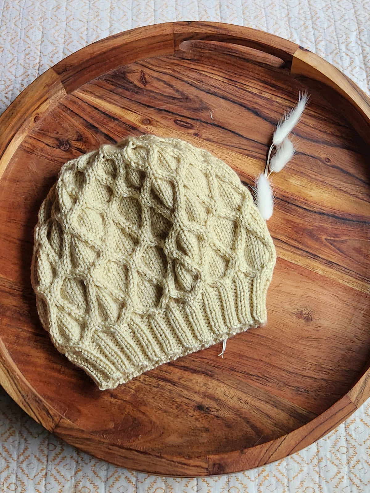 Handknit Wool Free Cabled Beanie