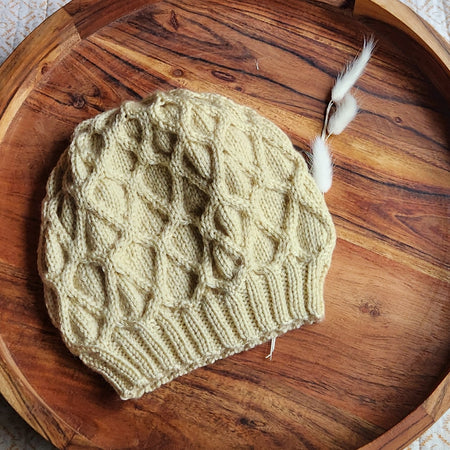 Handknit Wool Free Cabled Beanie