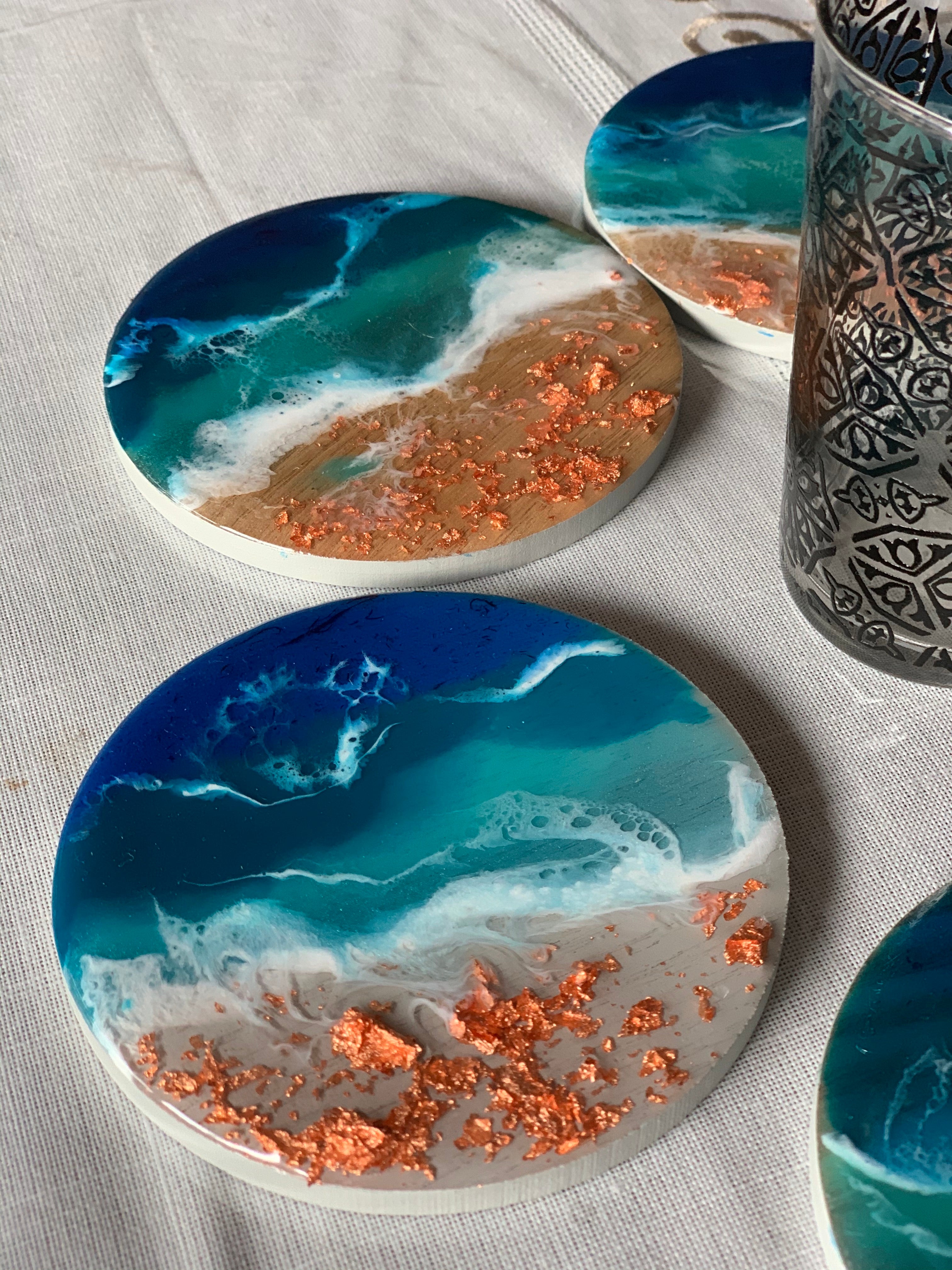 Coasters | coastal love | beach beauty | resin coasters | oceans | gift for her | gift ideas