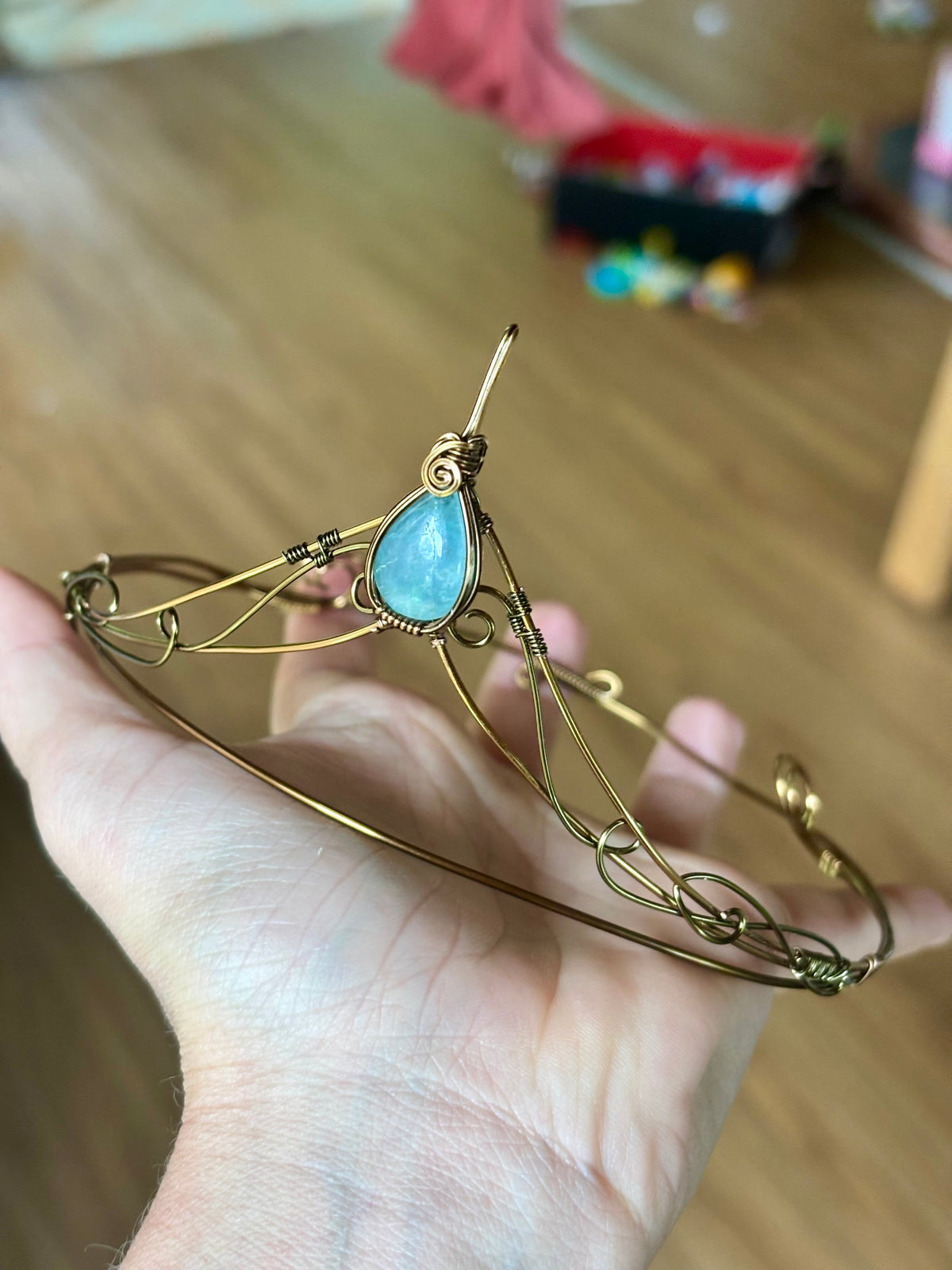 Aquamarine Crystal tiara crown in copper
