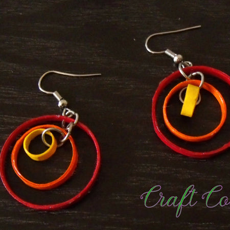 Quilled Circle earrings in red, orange and yellow