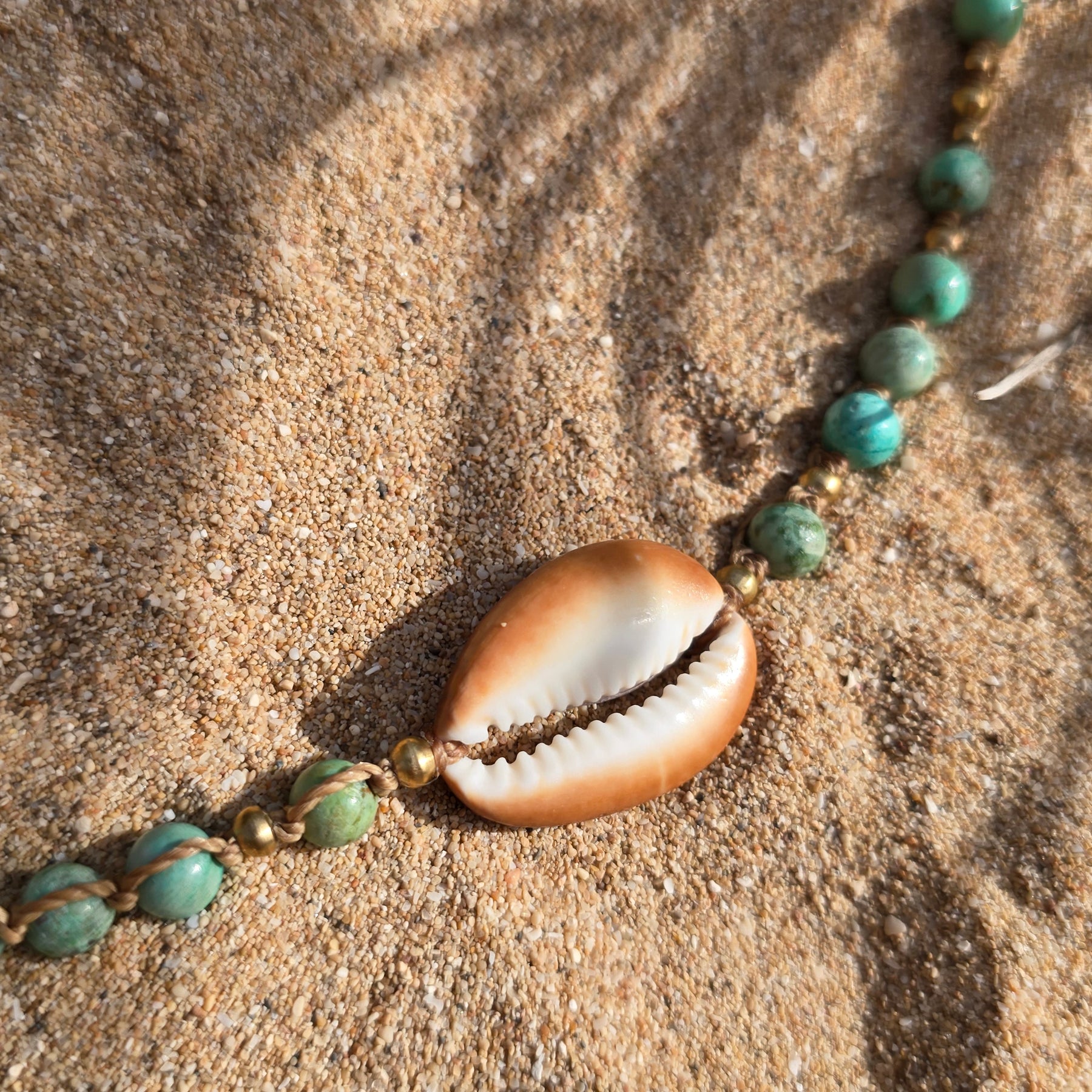 Cowrie Necklace with Peruvian Turquoise