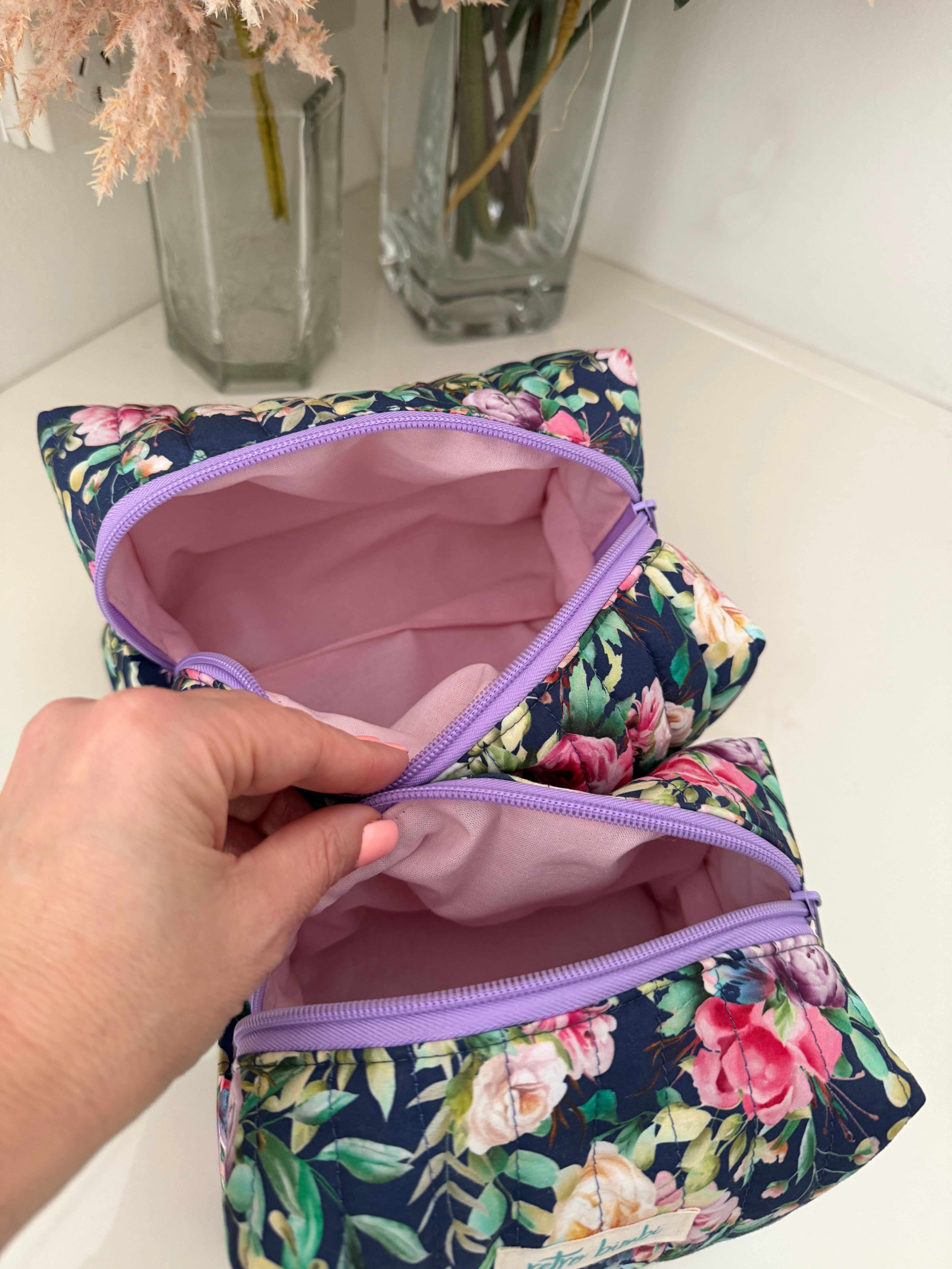 Floral Boxy Zipper Pouch - Blue Floral
