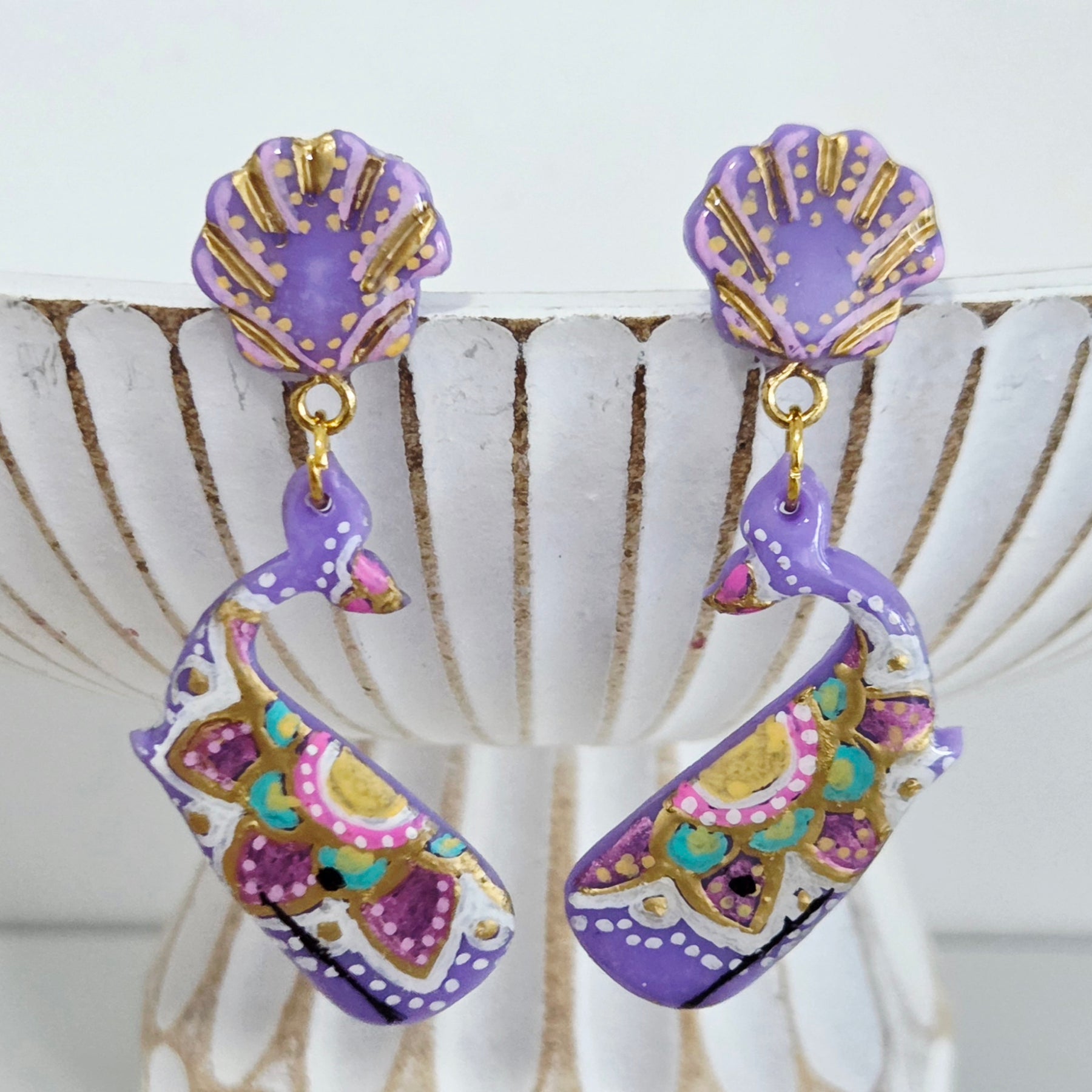 Lavender Whale Dangles