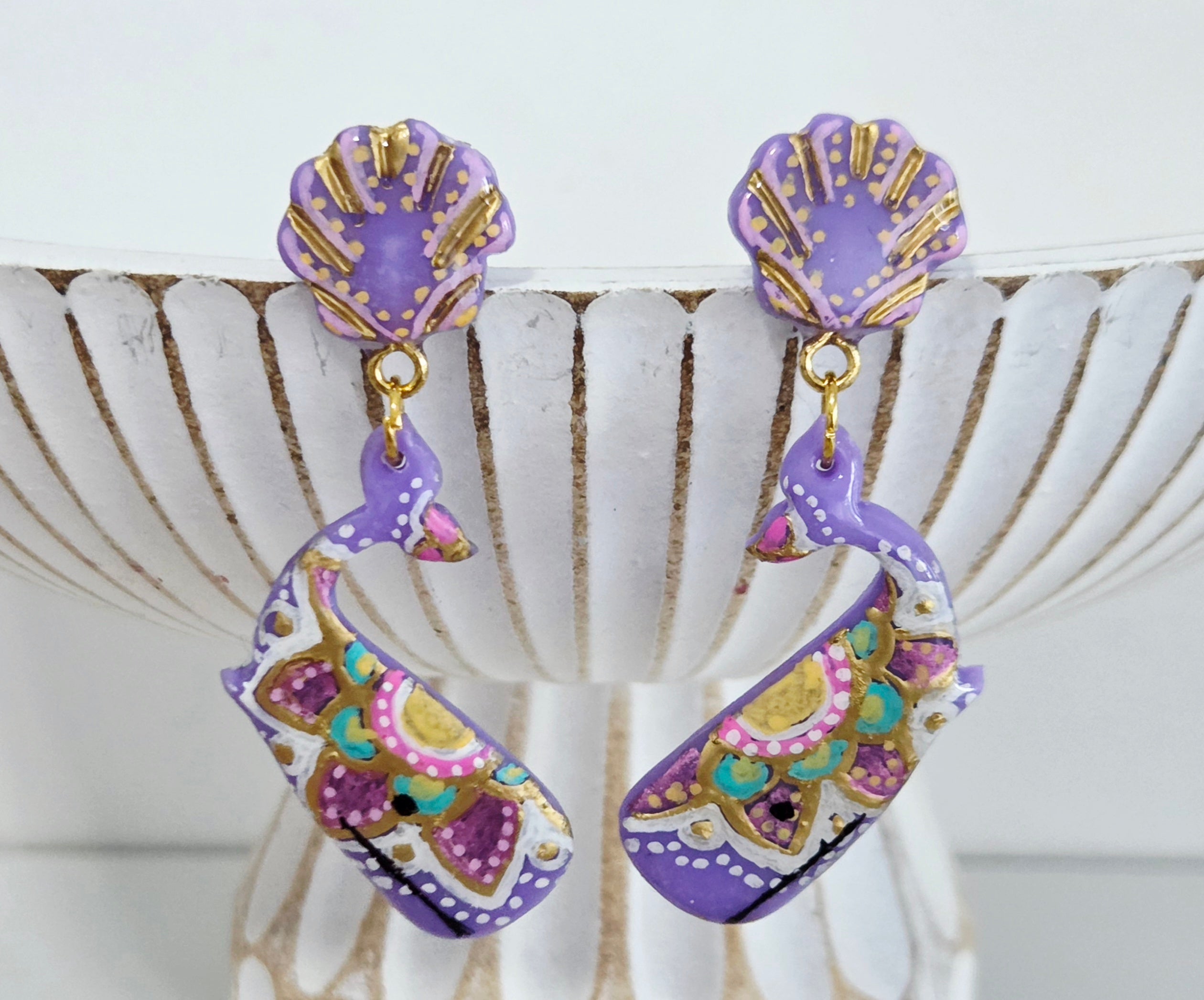 Lavender Whale Dangles
