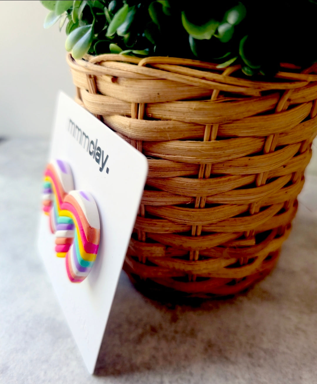 Rainbow Arch Polymer Clay Stud Earrings