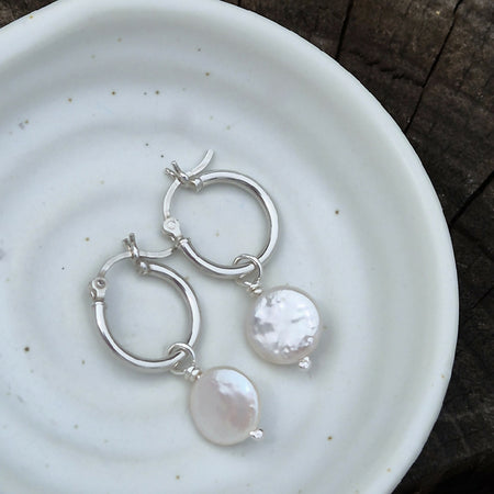 Coin Pearl Hoops