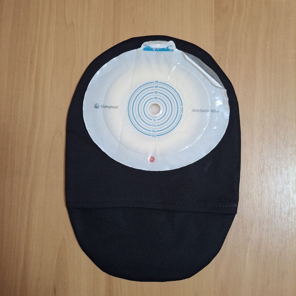 STOMA BAG COVER REGULAR BLACK ILEOSTOMY, COLOSTOMY, UROSTOMY