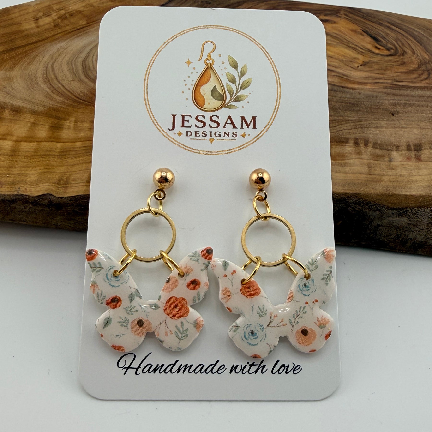 Meadow Flutter Floral Butterfly Earrings | Handmade Dangle Earrings