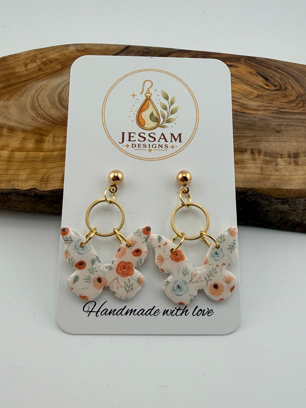 Meadow Flutter Floral Butterfly Earrings | Handmade Dangle Earrings