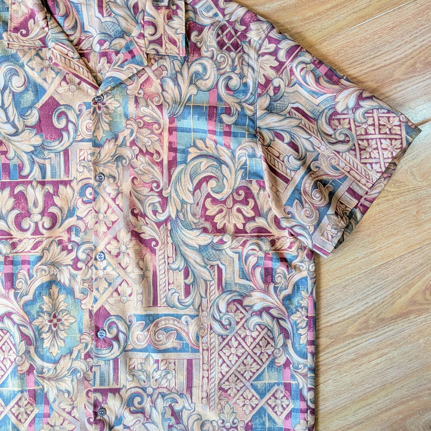 Upcycled Cotton Doona Cover Unisex Classic Cut Button-up Shirt (Brown / Size L)