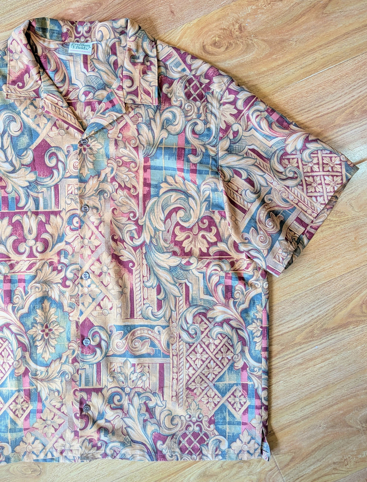 Upcycled Cotton Doona Cover Unisex Classic Cut Button-up Shirt (Brown / Size L)