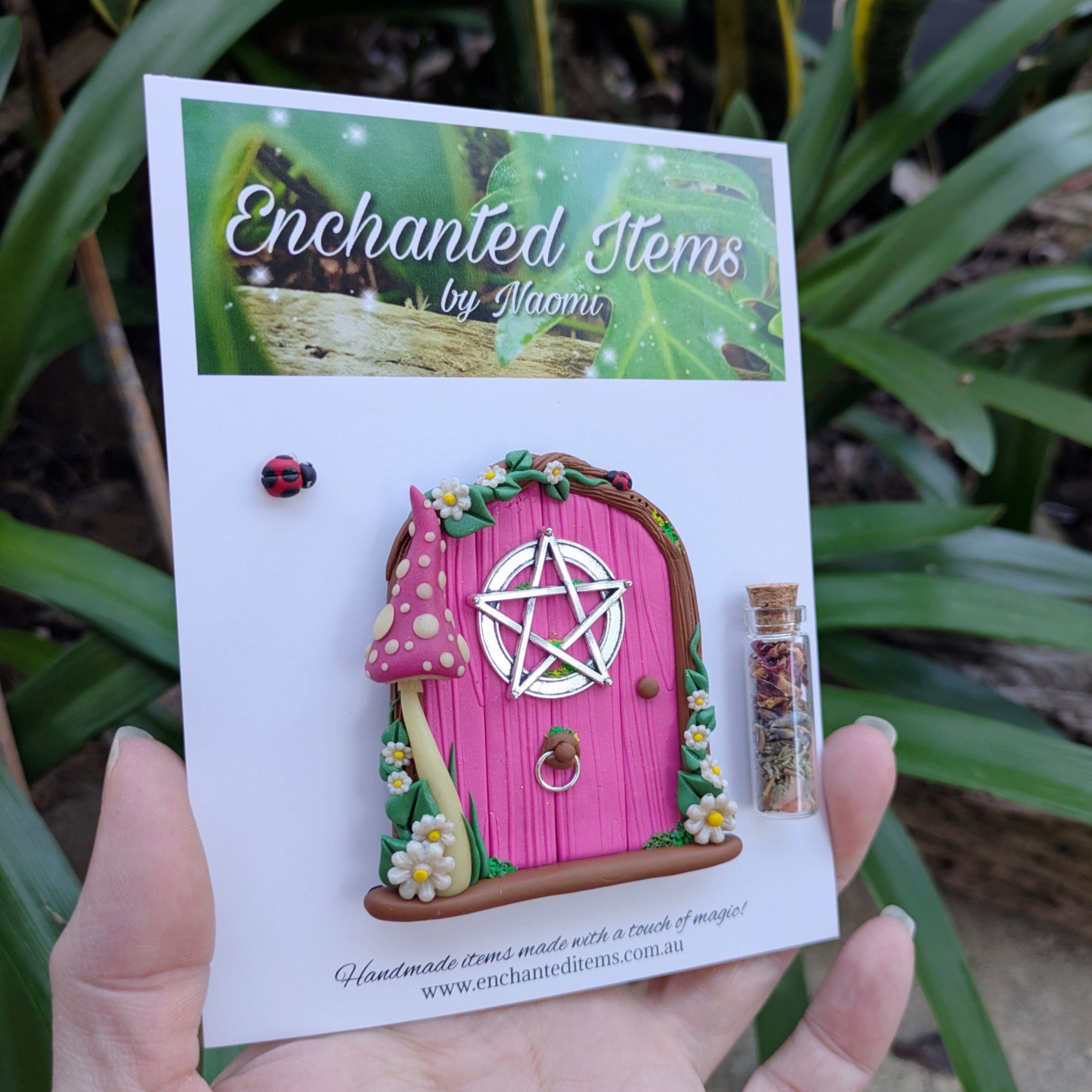 Hand Sculpted Mini Witchy Fairy Door – Available in Multiple Colours 🧙‍♀️
