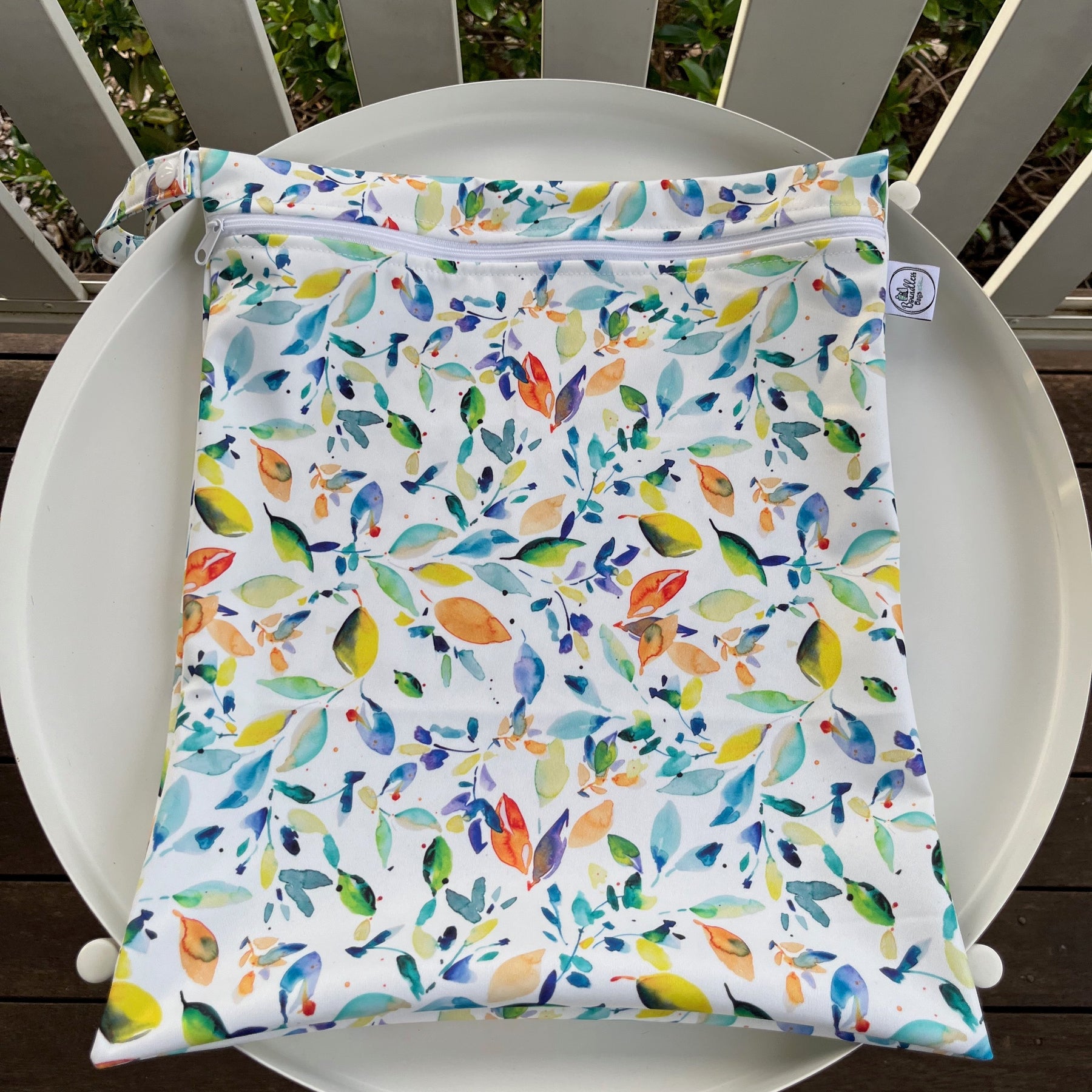 READY MADE Water-resistant wet bags - Watercolour Scattered Leaves (Eszter's Creations)