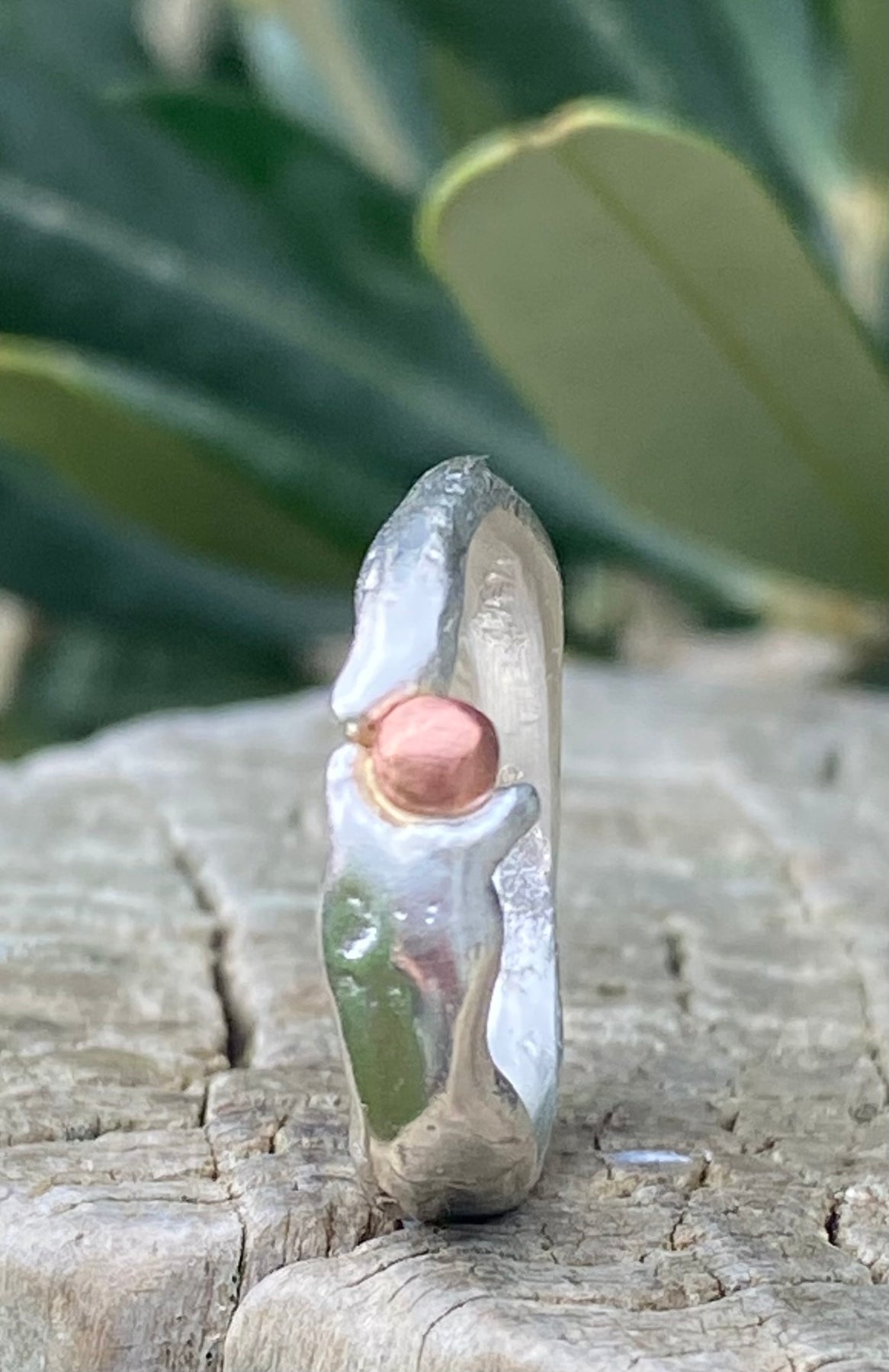 Seed Ring | Sand Cast Sterling Silver with Copper