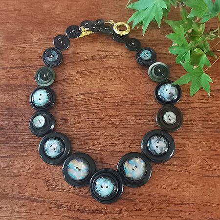 Black Button necklace - Black Magic