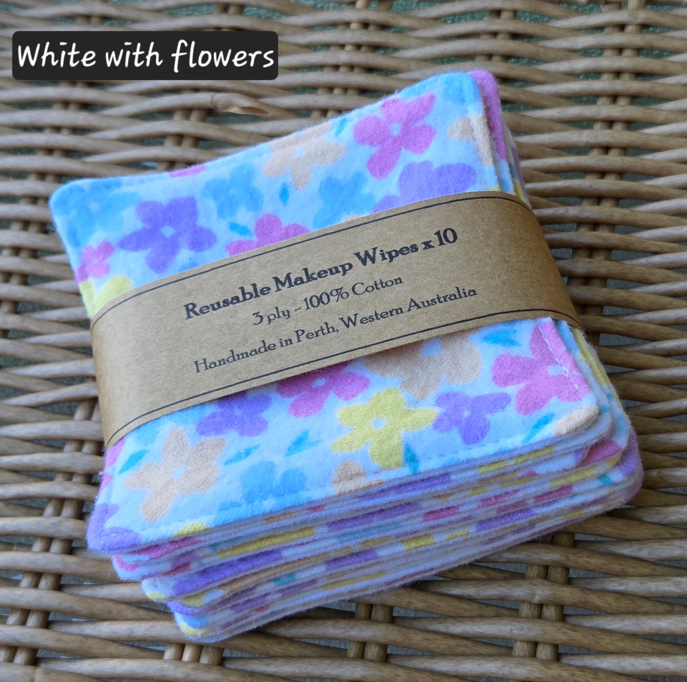 Reusable Makeup Wipes, 10 per pack, various designs