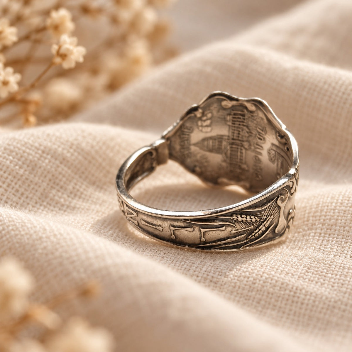 Vintage Sterling Silver Illinois Spoon Ring