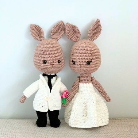 Crochet Wedding Bunnies|Customisable Couple Combination and Colours