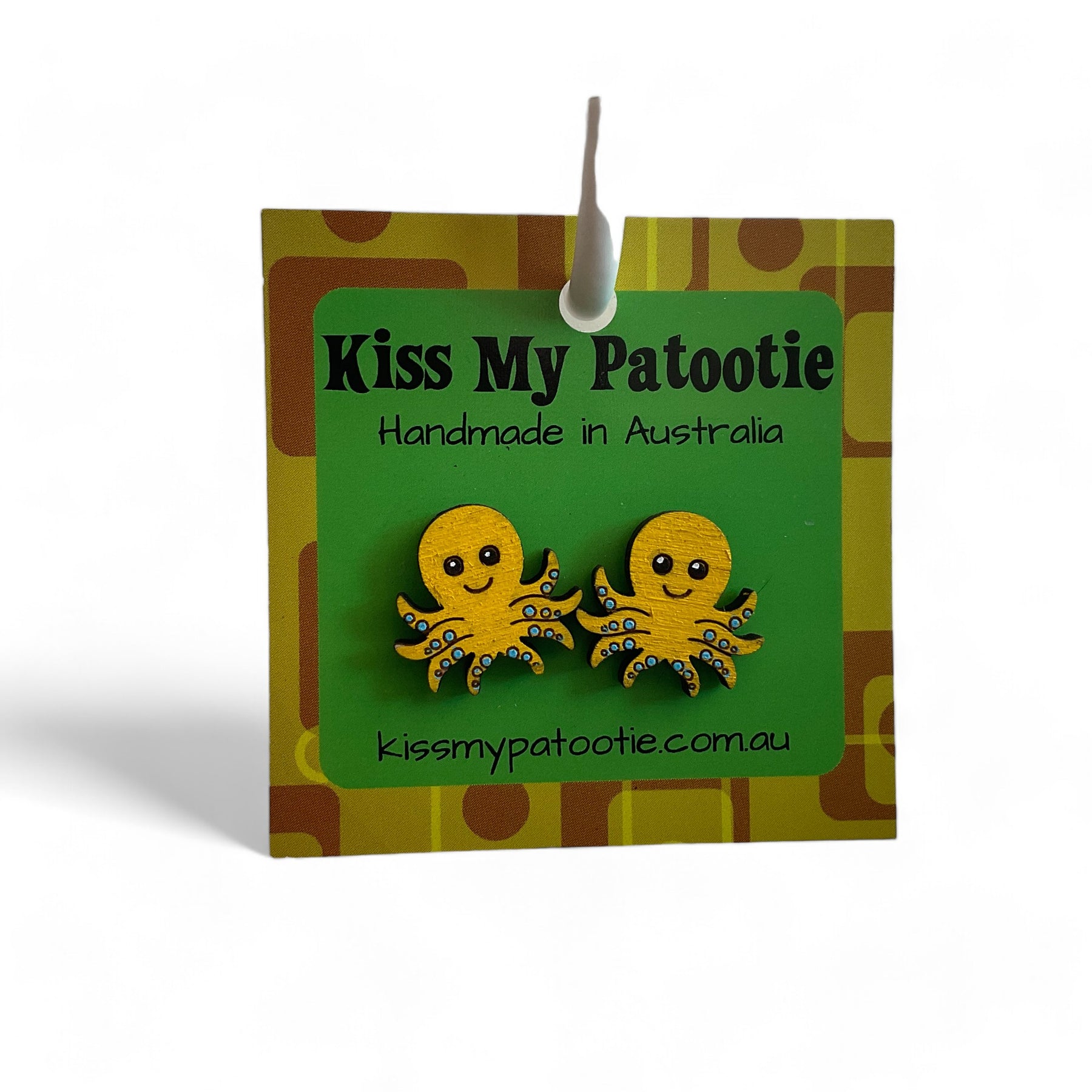 Hand-Painted Wooden Octopus Earrings – Australian Souvenir