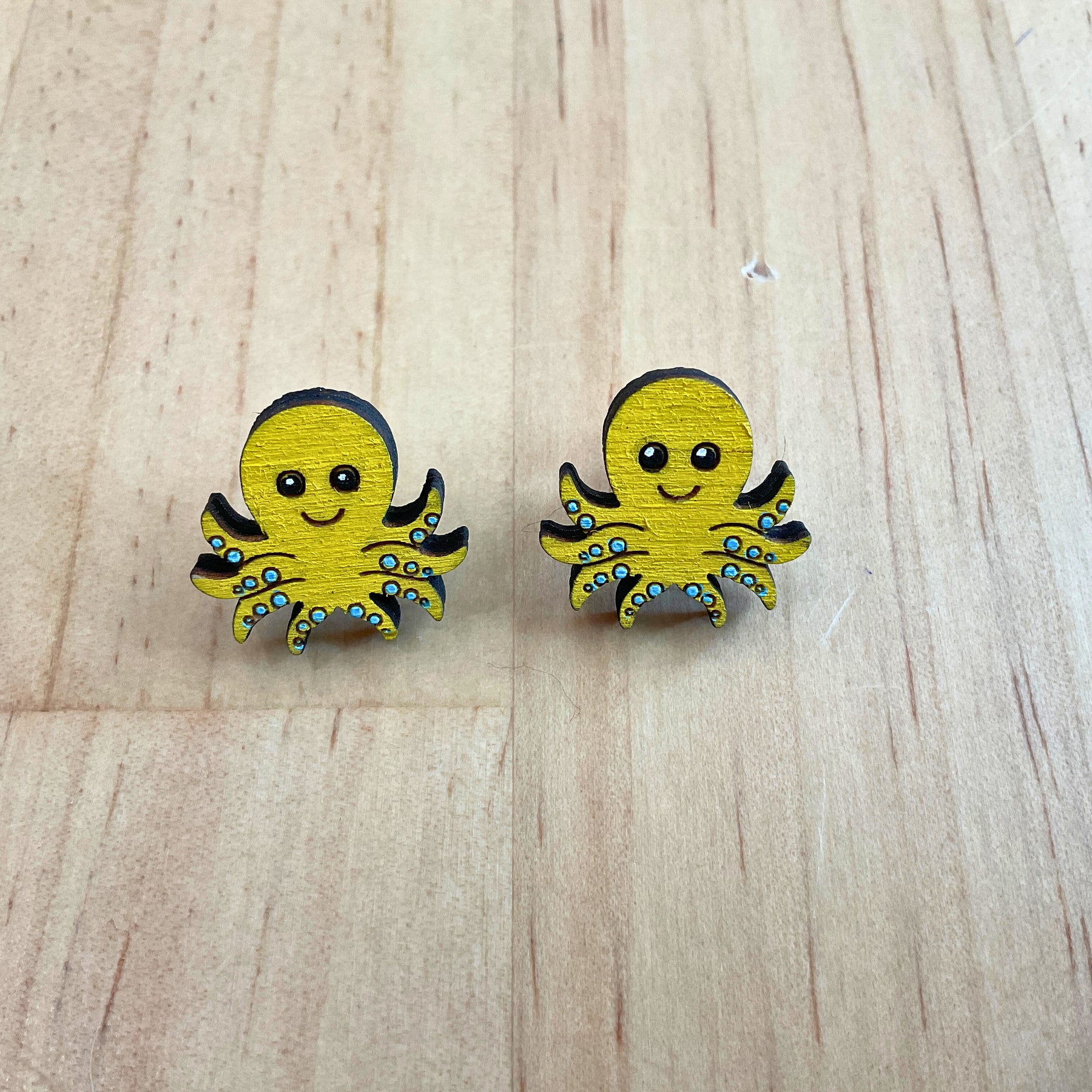 Hand-Painted Wooden Octopus Earrings – Australian Souvenir