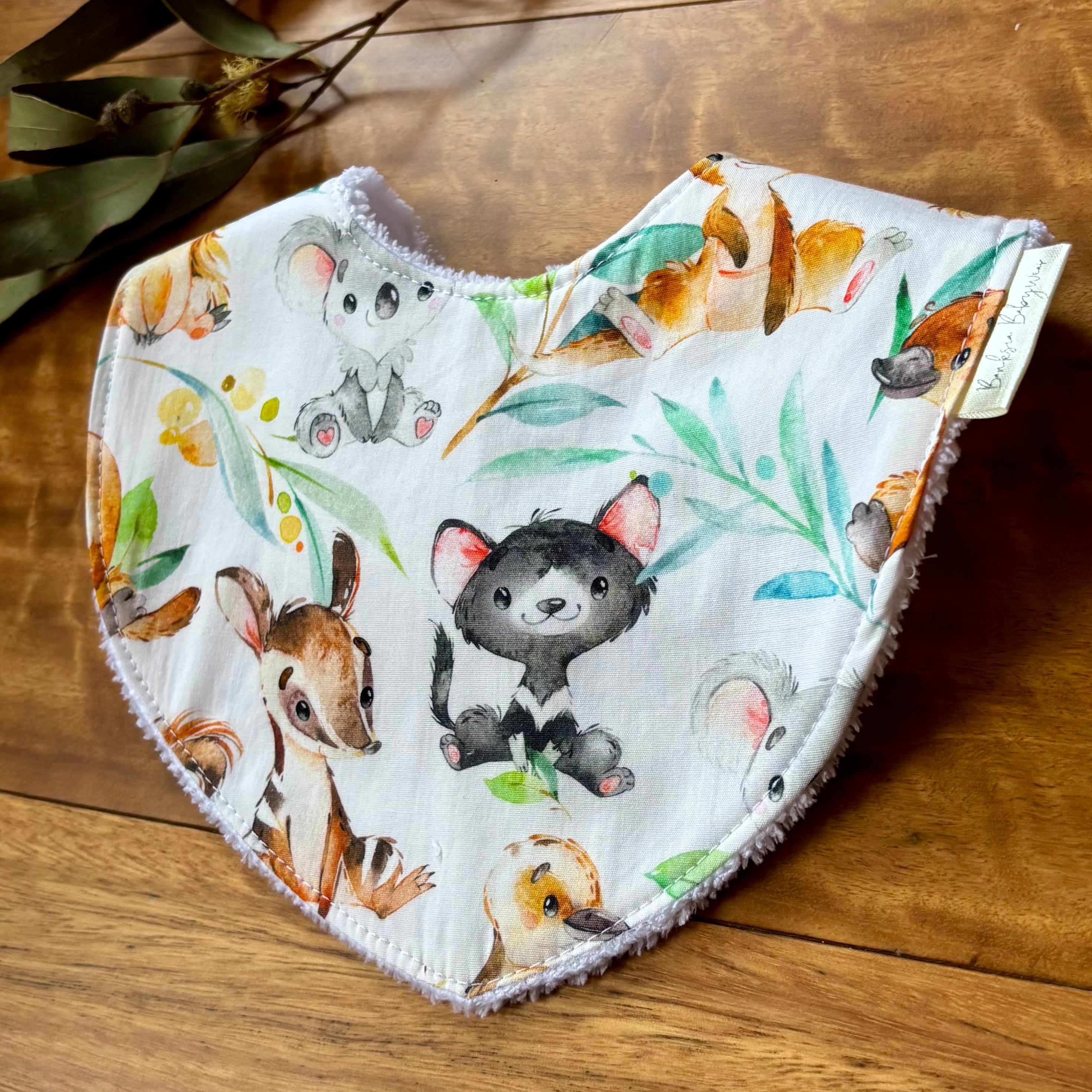 Baby Bib and Burp Cloth Set | Happy Aussie Animals | Made to Order