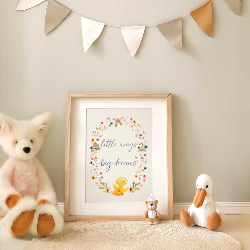 Whimsical Nursery Art watercolour Print 'Little Wings'