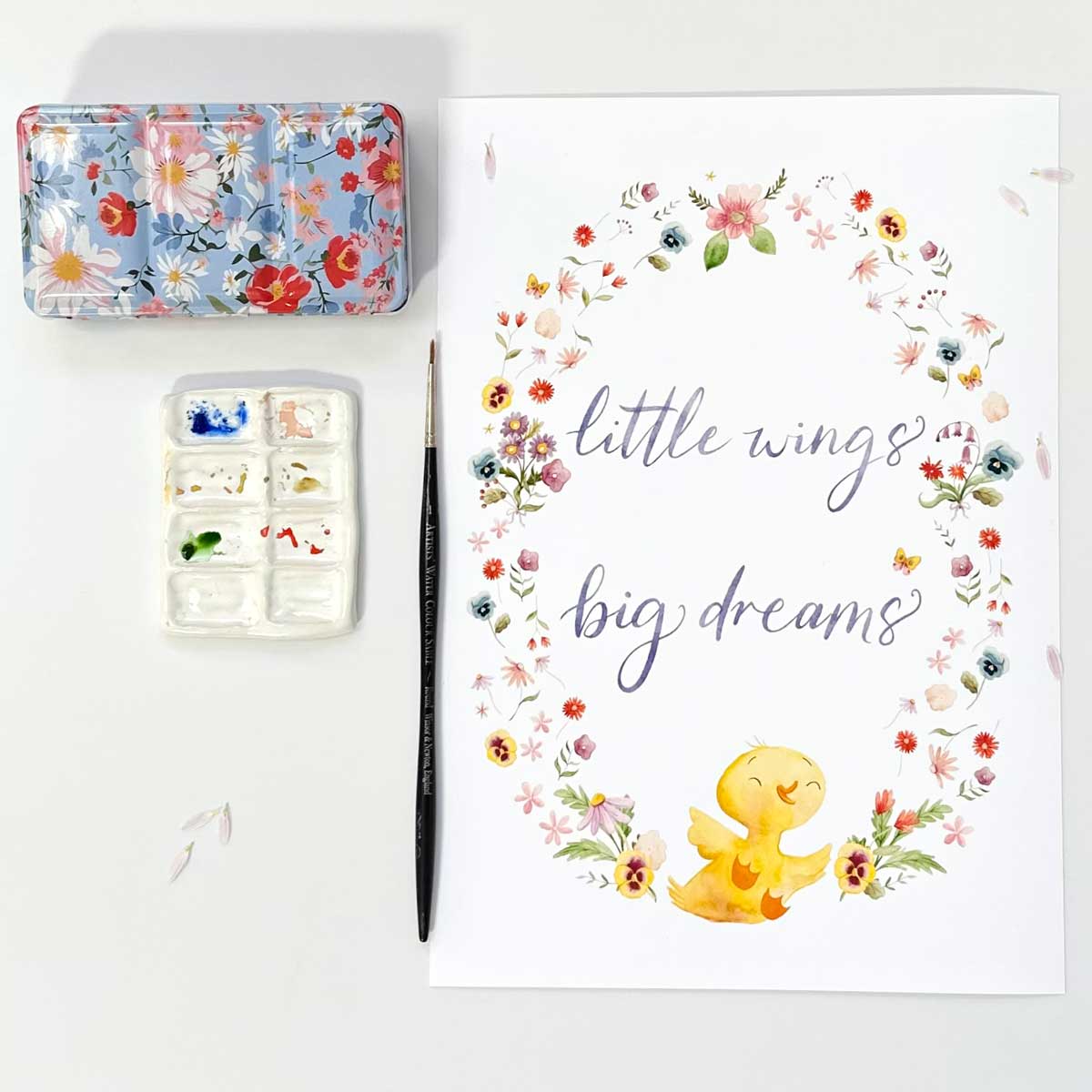 Whimsical Nursery Art watercolour Print 'Little Wings'