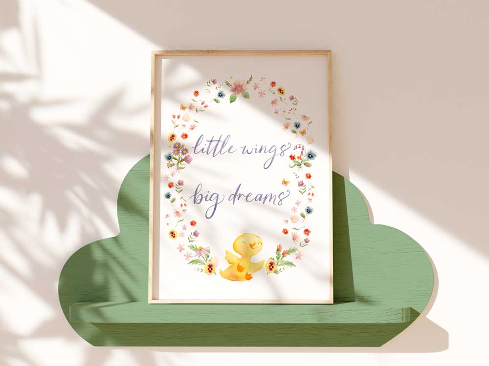 Whimsical Nursery Art watercolour Print 'Little Wings'