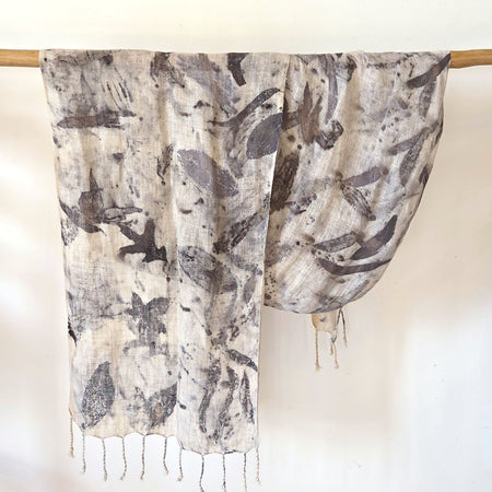 The Astrid - Pure Handloomed Linen Ecoprint Scarf