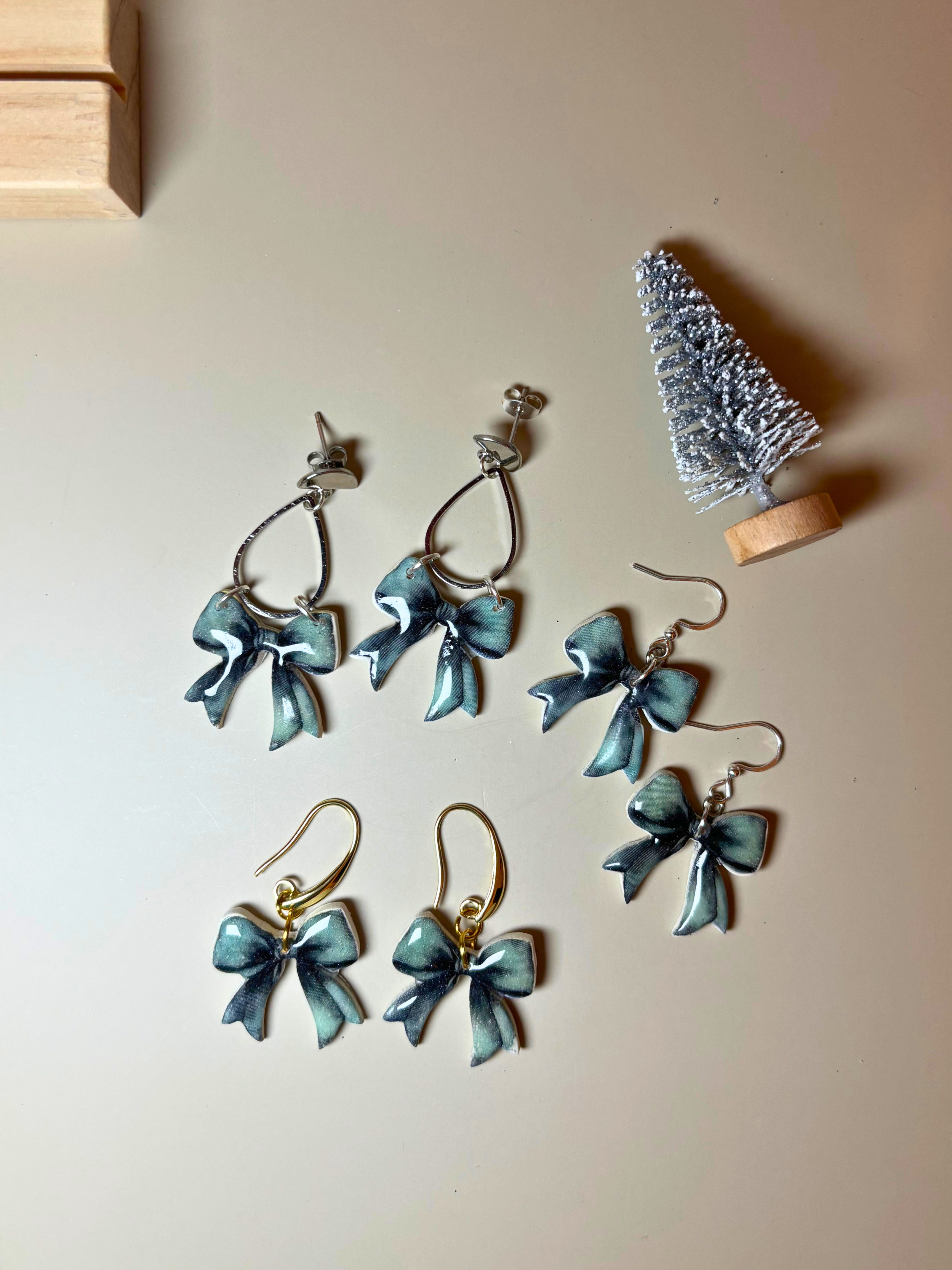 Vintage Christmas Bow Inspired Earrings