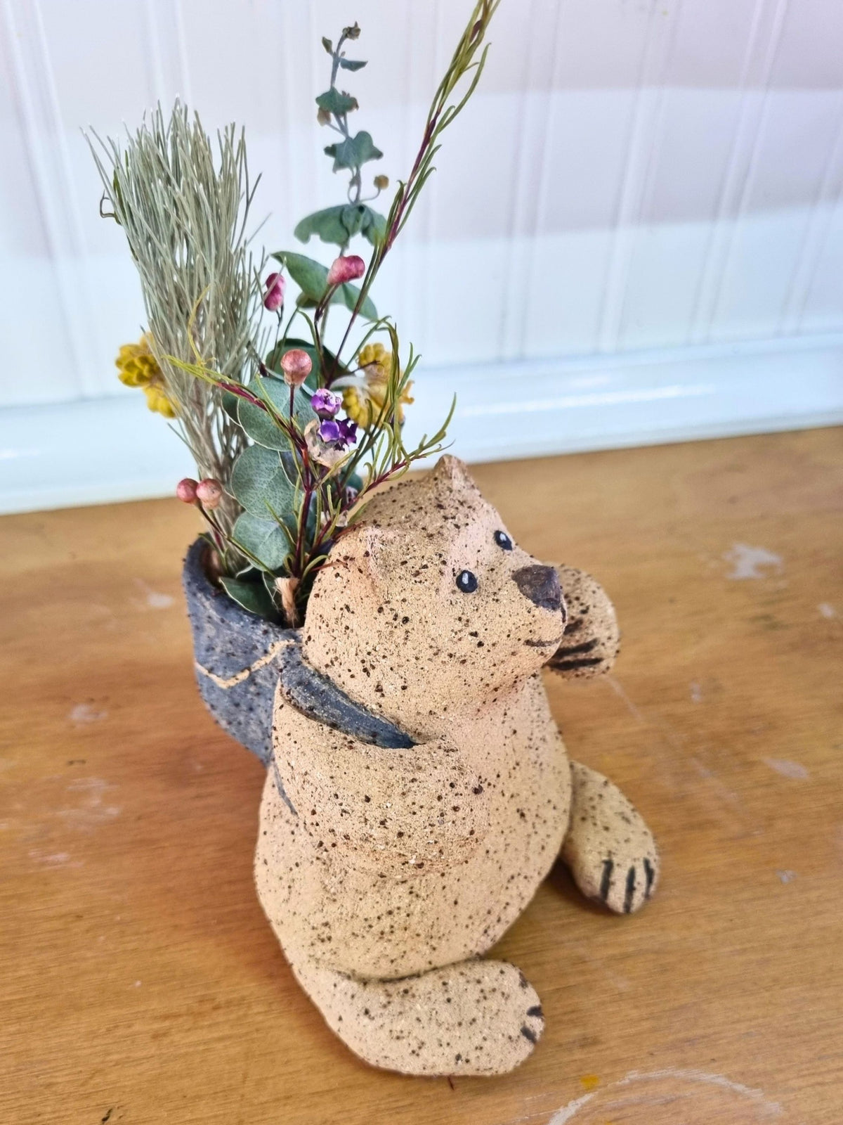 Backpack Buddies Ceramic Animal Vase Dried Flower Ornament