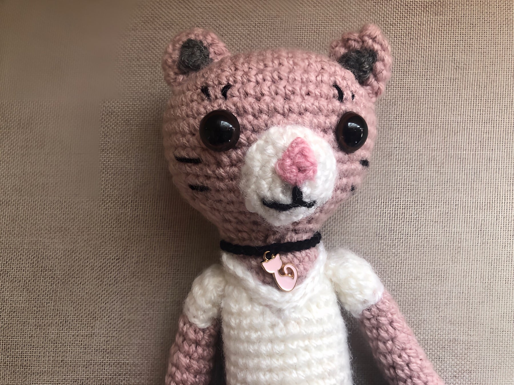 Handmade Crochet Cat – Amigurumi Doll with Skirt, 24cm, One of a Kind