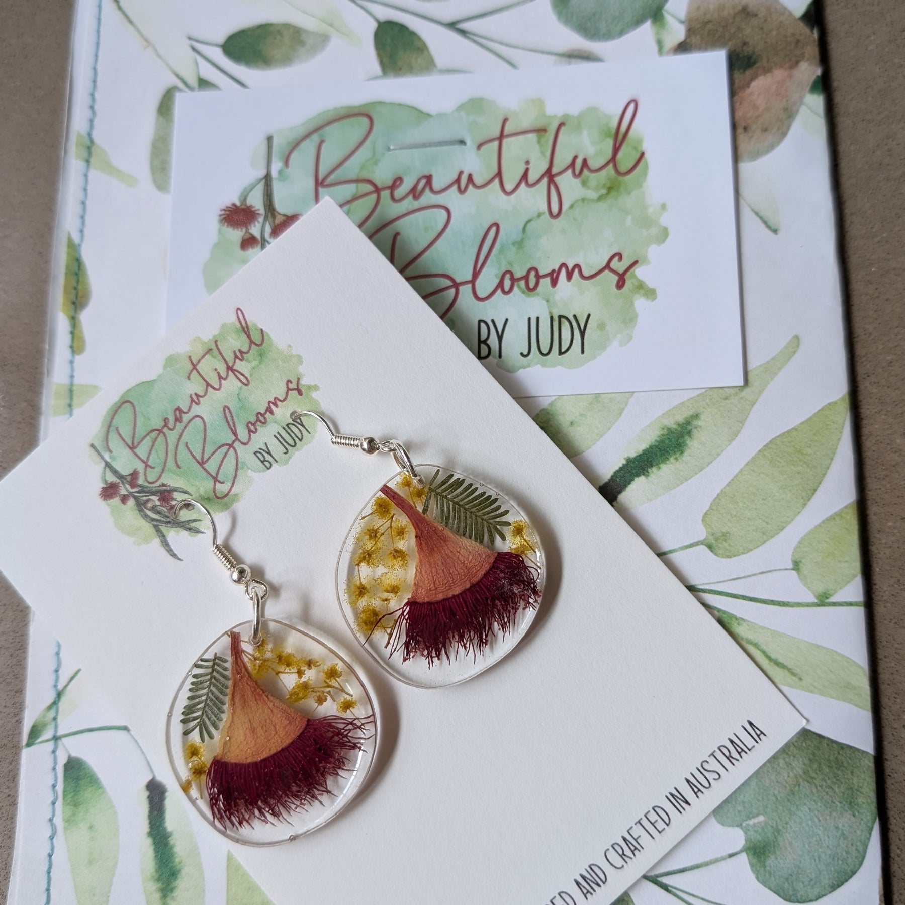 Real Australian Native Flower Resin Dangle Earrings