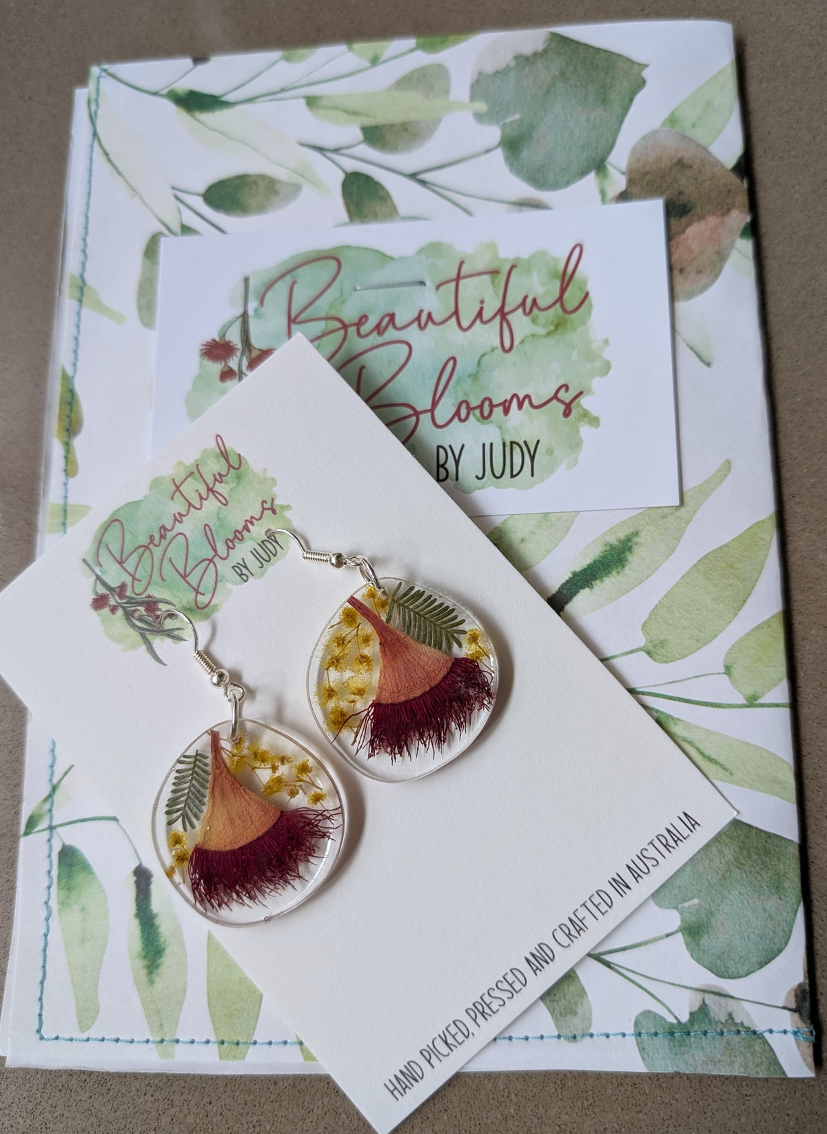 Real Australian Native Flower Resin Dangle Earrings