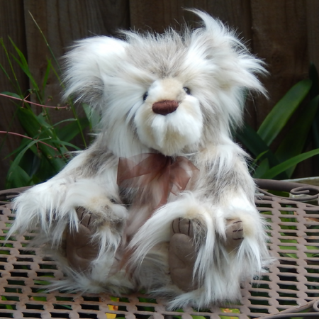 One of a Kind Teddy Bear,Cream Brown and Grey